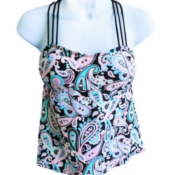 Vintage Y2K Strappy Summer Top Spandex Paisley Floral Light Padding Backless S - Picture 2 of 7